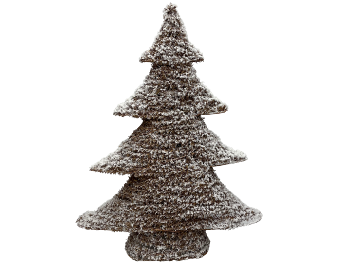 Kerstboom bruin met sneeuw decoratie met ledverlichting &amp; timer ijzer 3x aa 60 cm x 48 cm Maat L | 790790 | Home Sweet Home