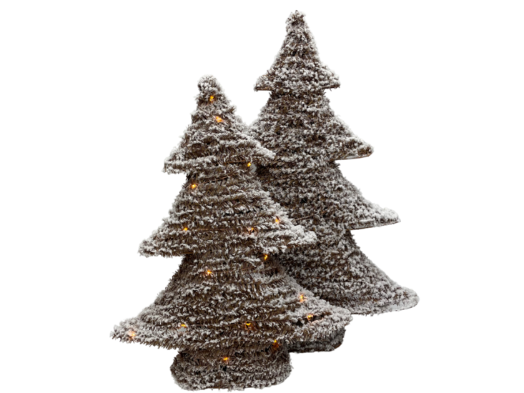 Kerstboom bruin met sneeuw decoratie met ledverlichting &amp; timer ijzer 3x aa 60 cm x 48 cm Maat L | 790790 | Home Sweet Home