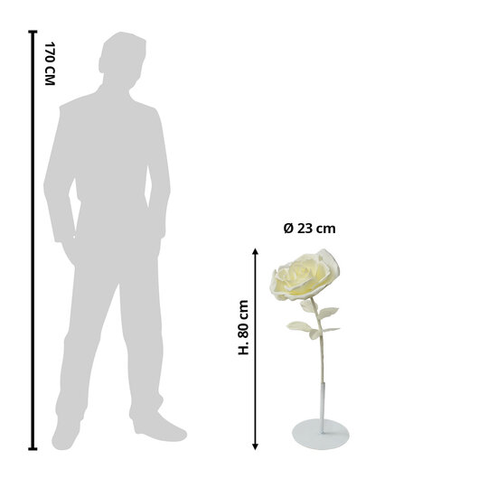 Clayre & Eef | Decoratie roos Wit ø 23x80 cm | 50781