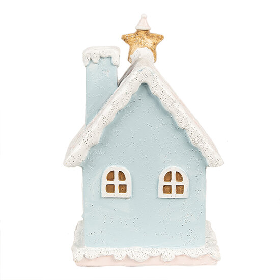 Clayre &amp; Eef | Decoratie Huis met LED Blauw Roze 9x8x15 cm | 6PR4201