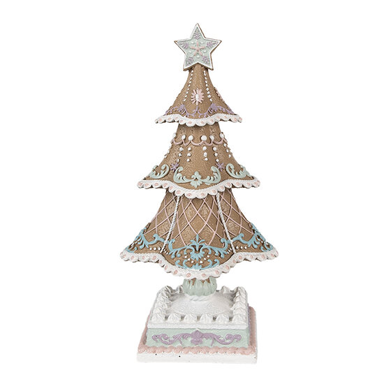 Clayre &amp; Eef | Kerstdecoratie Kerstboom Bruin Wit 12x12x25 cm | 6PR4320