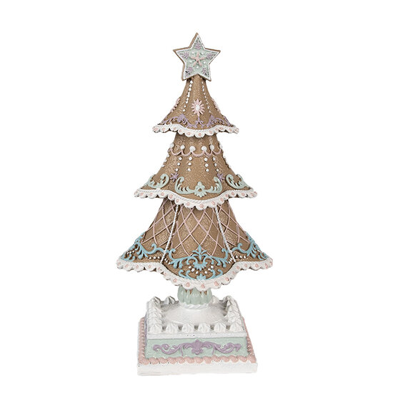 Clayre &amp; Eef | Kerstdecoratie Kerstboom Bruin Wit 12x12x25 cm | 6PR4320