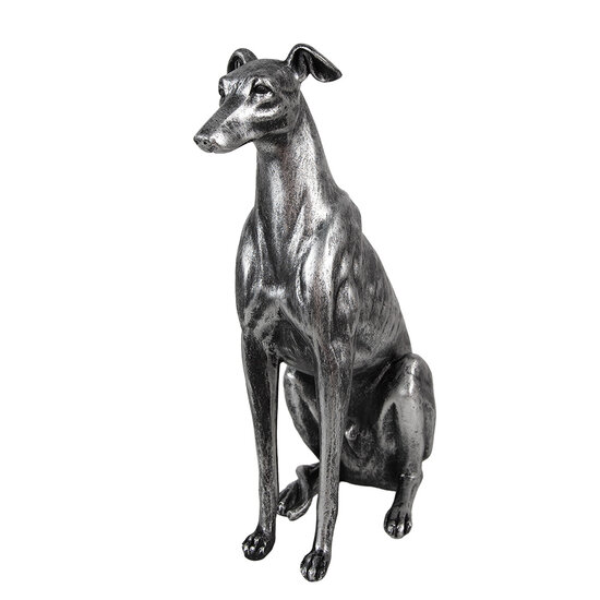 Clayre &amp; Eef | Decoratie Beeld Hond Zilverkleurig 20x10x30 cm | 6PR5068