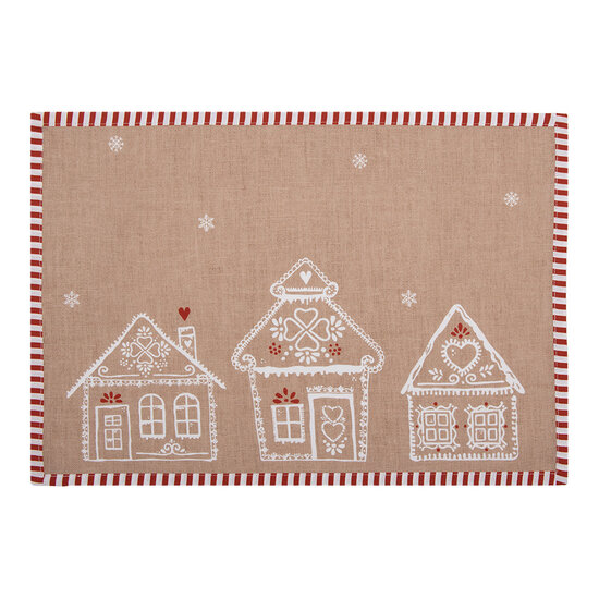 Clayre &amp; Eef | Placemats Set van 6 Bruin Wit 48x33 cm | GBB40