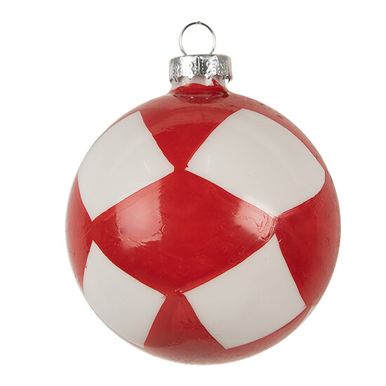 Clayre &amp; Eef | Kerstbal Rood Wit &oslash; 8x8 cm | 6GL4615