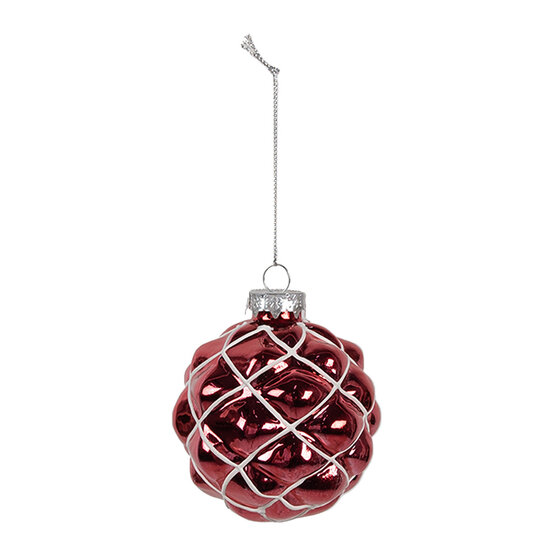 Clayre &amp; Eef | Kerstbal Rood Wit &oslash; 8x8 cm | 6GL4642