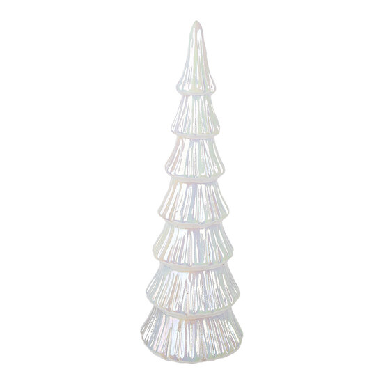 Clayre &amp; Eef | Kerstdecoratie Beeld Kerstboom met LED Wit &oslash; 11x32 cm | 6GL4643