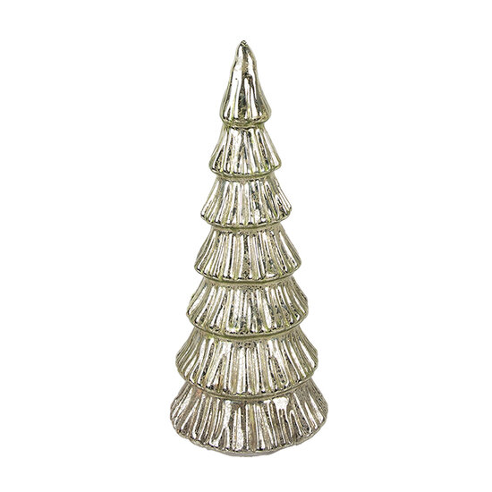 Clayre &amp; Eef | Kerstdecoratie Beeld Kerstboom met LED Goudkleurig &oslash; 9x21 cm | 6GL4644