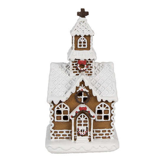 Clayre &amp; Eef | Decoratie huis met LED Bruin Wit 8x7x15 cm | 6PR4304