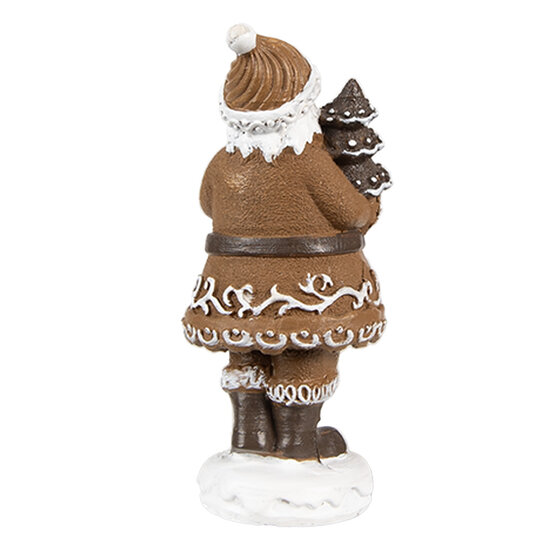 Clayre &amp; Eef | Kerstdecoratie Kerstman Bruin Wit 3x3x8 cm | 6PR4305