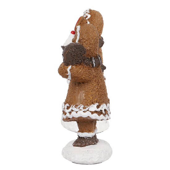 Clayre &amp; Eef | Decoratie peperkoekpoppenset van 2 Bruin Wit 2x2x5 / 2x2x5 cm | 6PR4306