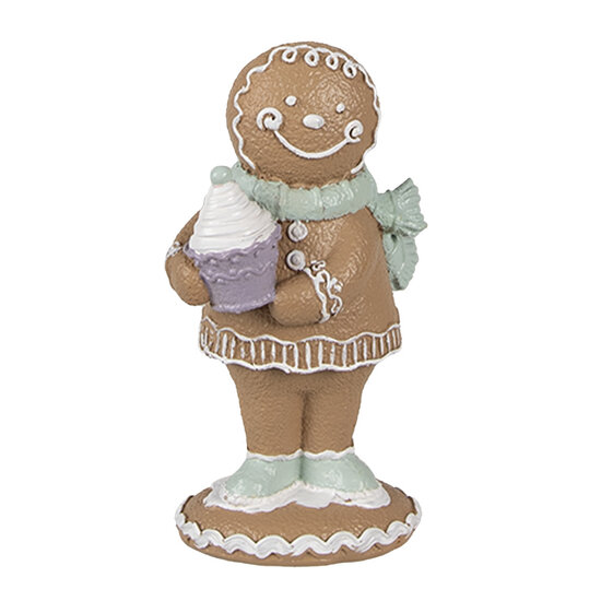 Clayre &amp; Eef | Decoratie peperkoekpop Bruin Groen 6x4x11 cm | 6PR4319