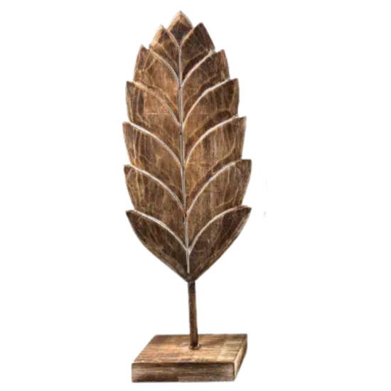 Blad carving L op voet 54x619x9cm naturel hout| WA7897 | Woodart | Stoer &amp; Sober Woonstijl