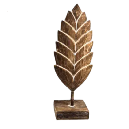 Blad carving S op voet 38x15x9cm naturel hout| WA7895 | Woodart | Stoer &amp; Sober Woonstijl