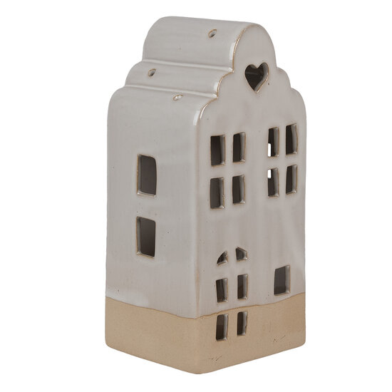 Clayre &amp; Eef | Theelichthouder Kerst Huisje Beige 11x10x23 cm | 6CE1791