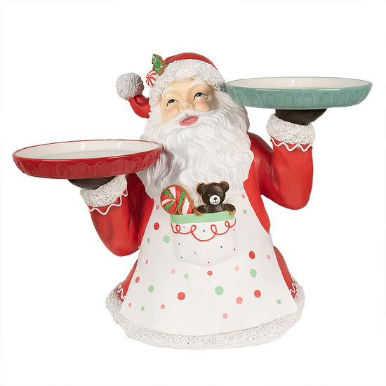 Clayre &amp; Eef | Kerstdecoratie Beeld Kerstman Rood Wit 55x33x44 cm | 6PR4248