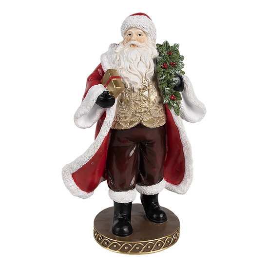 Clayre &amp; Eef | Kerstdecoratie Kerstman Rood Bruin 13x10x23 cm | 6PR4278