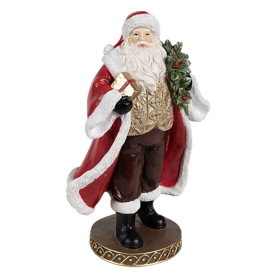 Clayre &amp; Eef | Kerstdecoratie Kerstman Rood Bruin 13x10x23 cm | 6PR4278