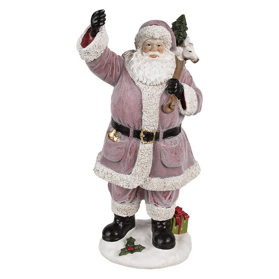 Clayre &amp; Eef | Kerstdecoratie Kerstman Roze 24x19x43 cm | 6PR4299