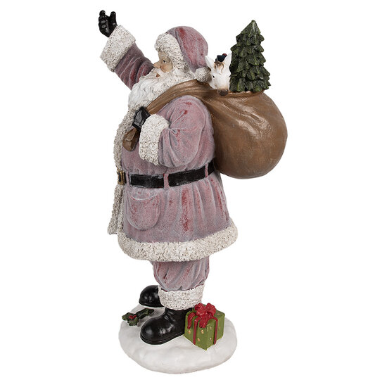 Clayre &amp; Eef | Kerstdecoratie Kerstman Roze 24x19x43 cm | 6PR4299