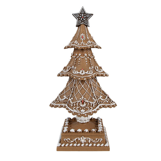 Clayre &amp; Eef | Kerstdecoratie Beeld Kerstboom Bruin, Wit &oslash; 18x32 cm | 6PR4978GG