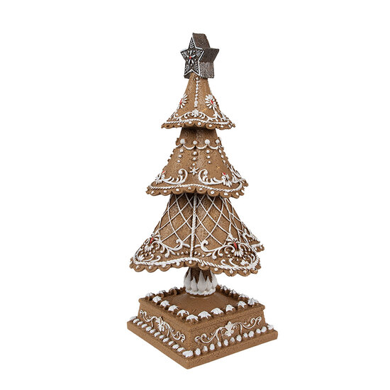 Clayre &amp; Eef | Kerstdecoratie Beeld Kerstboom Bruin, Wit &oslash; 18x32 cm | 6PR4978GG