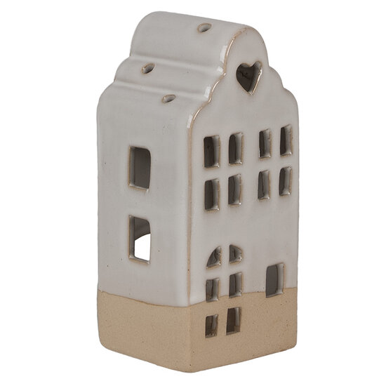 Clayre &amp; Eef | Theelichthouder Kerst Huisje Beige 7x6x14 cm | 6CE1789