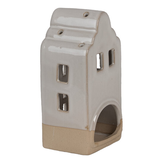 Clayre &amp; Eef | Theelichthouder Kerst Huisje Beige 7x6x14 cm | 6CE1789