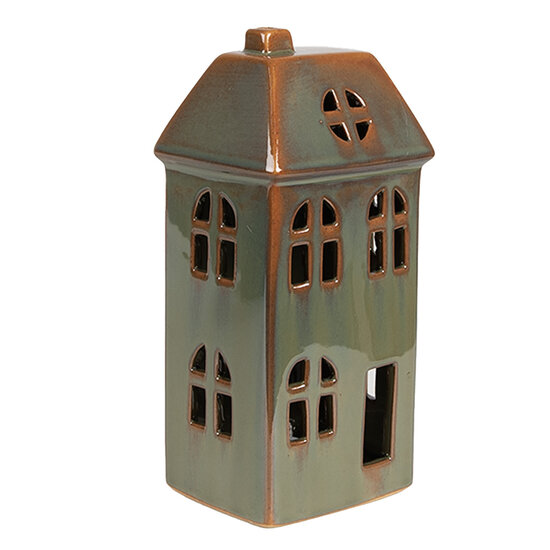 Clayre & Eef | Decoratie Huisje met LED Groen 7x6x15 cm | 6CE1797