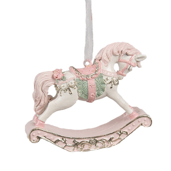 Clayre &amp; Eef | Decoratie Hanger Hobbelpaard Roze 8x2x7 cm | 6PR4224