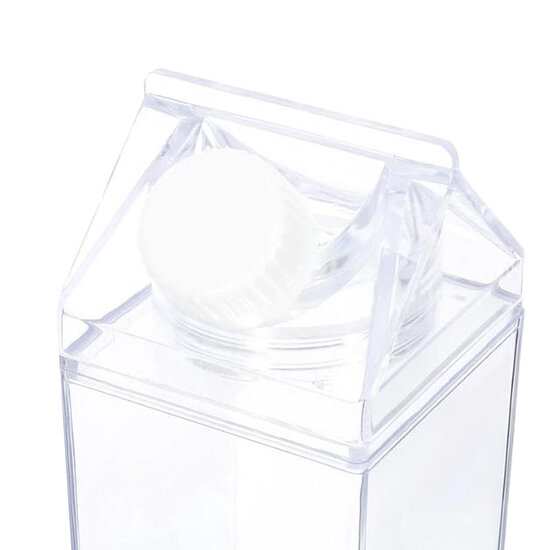 Clayre &amp; Eef | Drinkfles Transparant zwart 6x6x20 cm / 500 ml | 65698