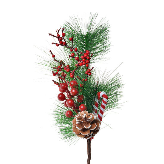 Clayre &amp; Eef | Kerstdecoratie Tak Rood Groen 12x9x39 cm | 65844