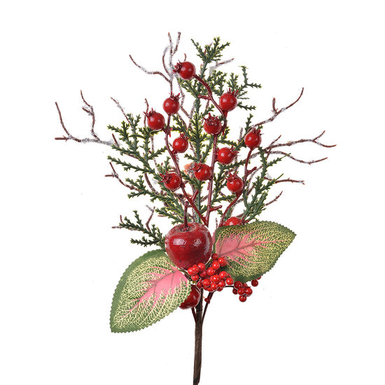 Clayre &amp; Eef | Kerstdecoratie Tak Rood Groen 16x6x37 cm | 65846