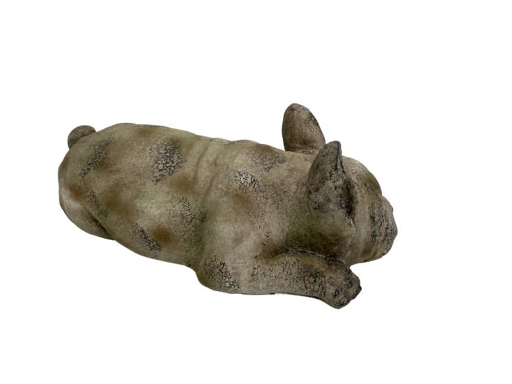 Decoratiebeeld Bulldog Hond slaapt liggend grijs wit groen steen klein 35 x 16 cm | 814054 | Home Sweet Home | Stoer &amp; Sober Woonstijl