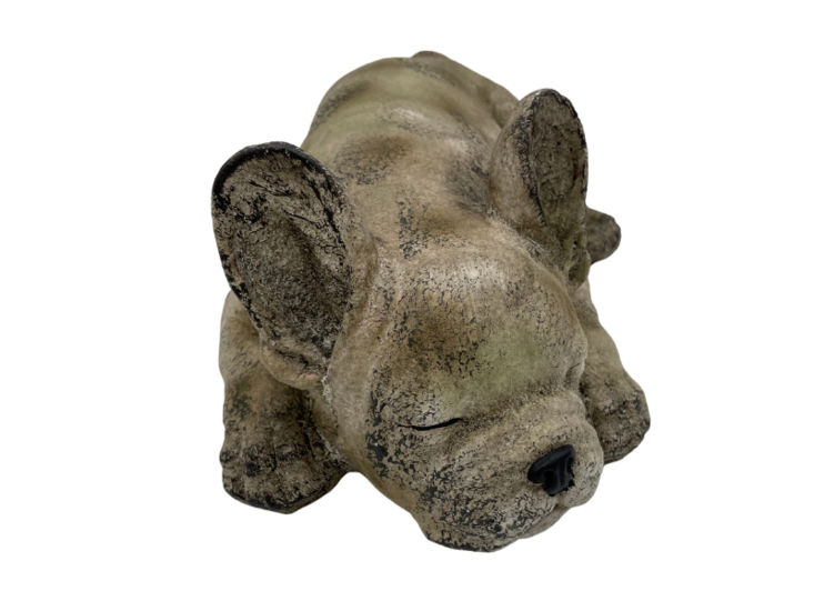 Decoratiebeeld Bulldog Hond slaapt liggend grijs wit groen steen klein 35 x 16 cm | 814054 | Home Sweet Home | Stoer &amp; Sober Woonstijl