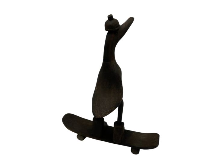 Decoratiebeeld Vogel op skateboard vintage bruin zwart 30 x 24 cm | 988944 | Home Sweet Home | Stoer &amp; Sober Woonstijl