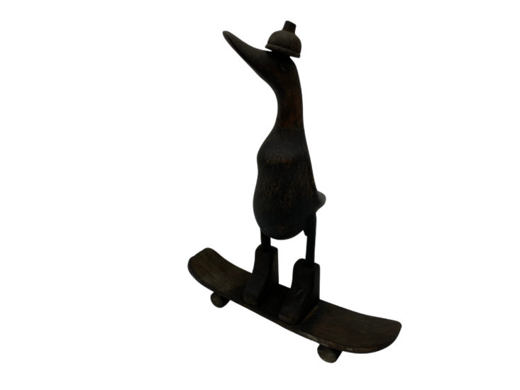 Decoratiebeeld Vogel op skateboard vintage bruin zwart 30 x 24 cm | 988944 | Home Sweet Home | Stoer &amp; Sober Woonstijl