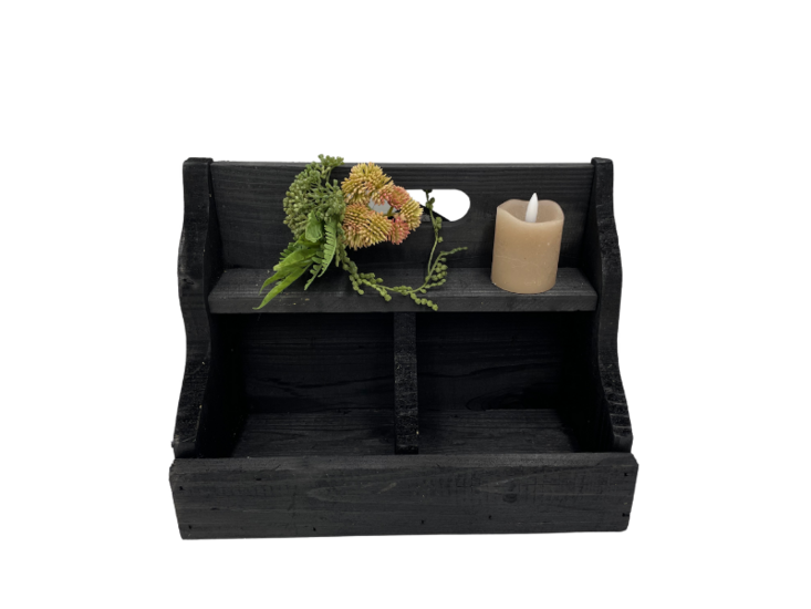 Gruttersbak stoer robuust geleefd hout 2 vaks zwart 32 x 24 cm keuken | 121749 | Home Sweet Home | Landelijke Woonstijl