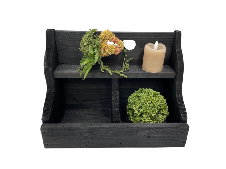 Gruttersbak stoer robuust geleefd hout 2 vaks zwart 32 x 24 cm keuken | 121749 | Home Sweet Home | Landelijke Woonstijl