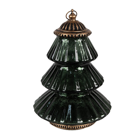 Clayre &amp; Eef | Kerstdecoratie Beeld Kerstboom met LED Groen &oslash; 16x22 cm | 6GL4574GR