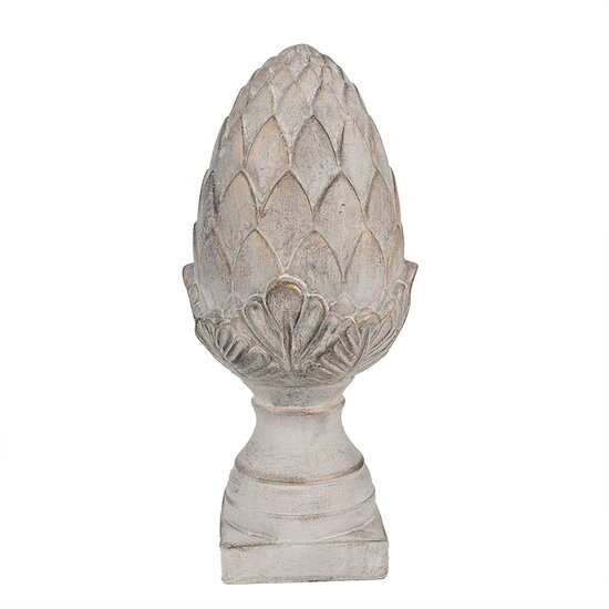 Clayre &amp; Eef | Decoratie Beeld Dennenappel Grijs &oslash; 17x39 cm | 6TE0545L