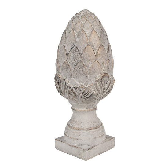 Clayre &amp; Eef | Decoratie Beeld Dennenappel Grijs &oslash; 17x39 cm | 6TE0545L