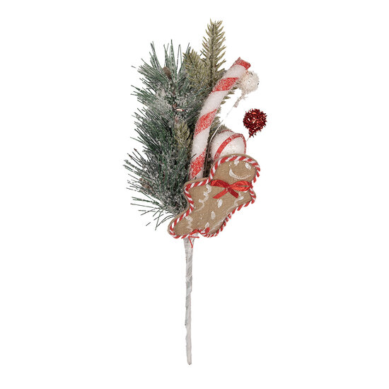 Clayre &amp; Eef | Kerstdecoratie Tak Groen Rood 10x8x30 cm | 65865