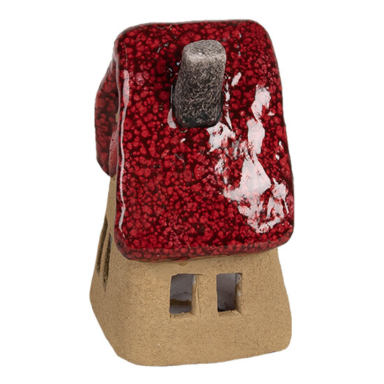 Clayre &amp; Eef | Decoratie Huisje Bruin Rood 10x8x13 cm | 6CE1777