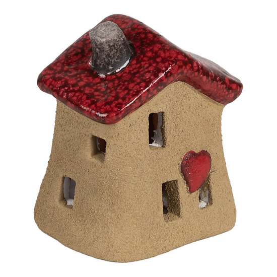 Clayre & Eef | Decoratie Huisje Bruin Rood 7x6x8 cm | 6CE1778