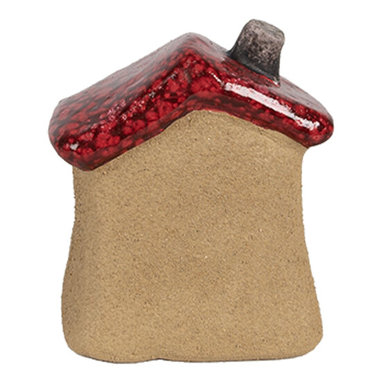 Clayre & Eef | Decoratie Huisje Bruin Rood 7x6x8 cm | 6CE1778