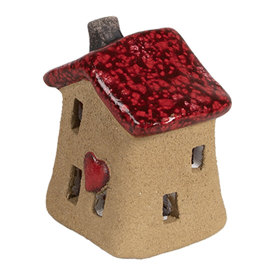 Clayre & Eef | Decoratie Huisje Bruin Rood 7x6x8 cm | 6CE1778