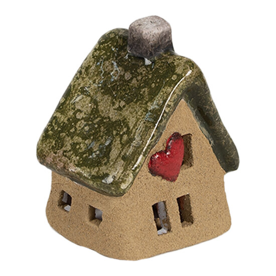 Clayre &amp; Eef | Decoratie Huisje Bruin Groen 7x6x9 cm | 6CE1780