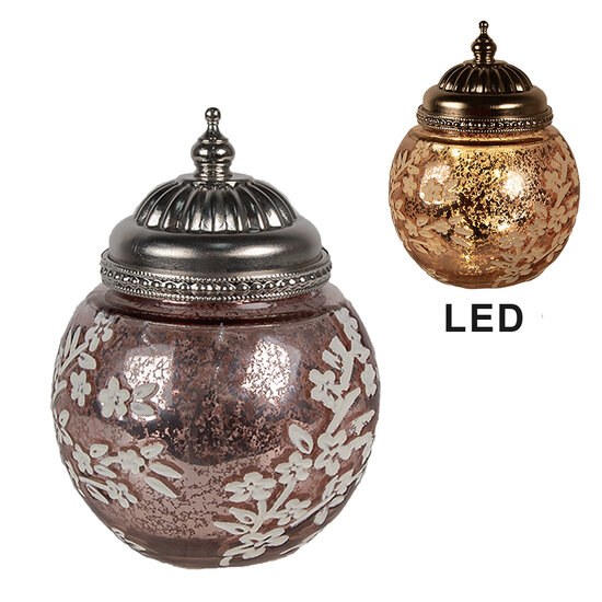 Clayre & Eef | Decoratie met LED Roze Wit ø 11x15 cm | 6GL4595