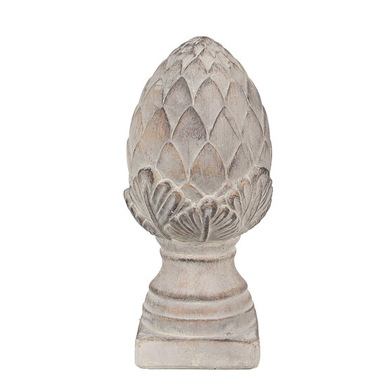 Clayre &amp; Eef | Decoratie Beeld Dennenappel Grijs &oslash; 12x26 cm | 6TE0545S